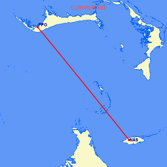 перелет Фрипорт — Нассау на карте