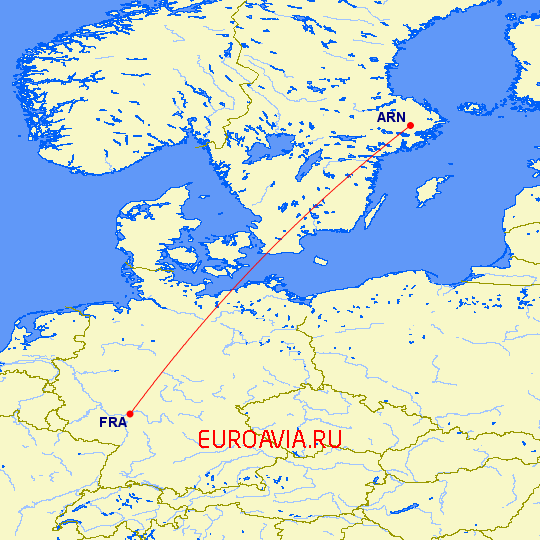 перелет Франкфурт на Майне — Стокгольм на карте