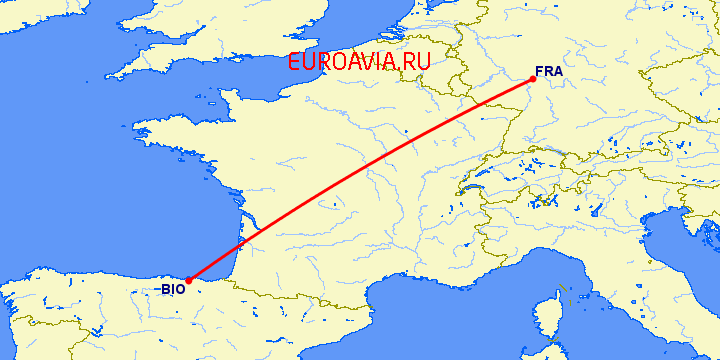 перелет Франкфурт на Майне — Бильбао на карте