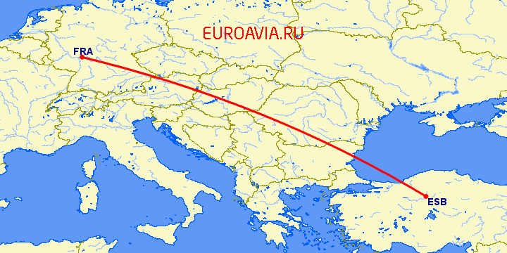 перелет Франкфурт на Майне — Анкара на карте