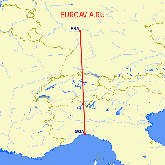 перелет Франкфурт на Майне — Генуя на карте