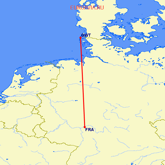 перелет Франкфурт на Майне — Вестерланд на карте