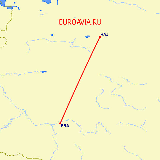перелет Франкфурт на Майне — Ганновер на карте