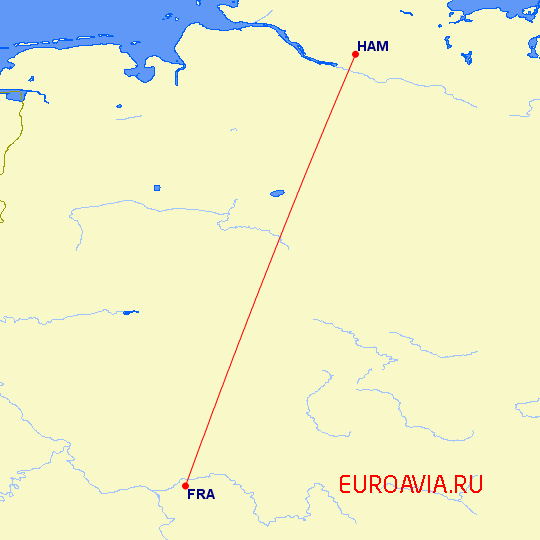 перелет Франкфурт на Майне — Гамбург на карте