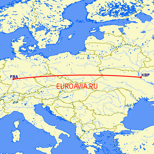 перелет Франкфурт на Майне — Киев на карте
