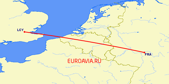 перелет Франкфурт на Майне — Лондон на карте