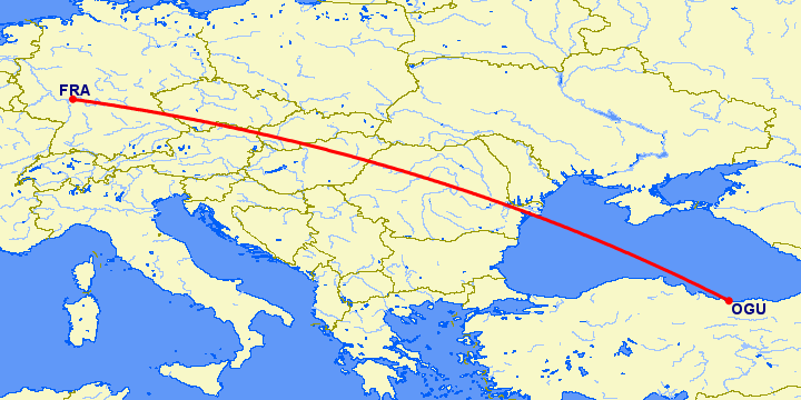 перелет Франкфурт на Майне — Орду на карте