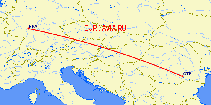 перелет Франкфурт на Майне — Бухарест на карте