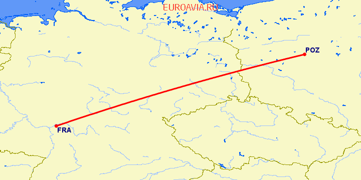 перелет Франкфурт на Майне — Познань на карте