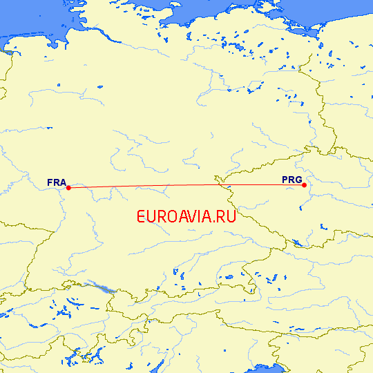 перелет Франкфурт на Майне — Прага на карте