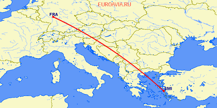 перелет Франкфурт на Майне — Samos на карте