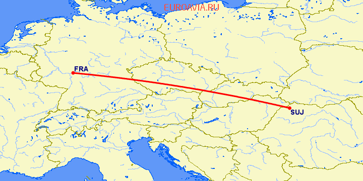 перелет Франкфурт на Майне — Сату Маре на карте