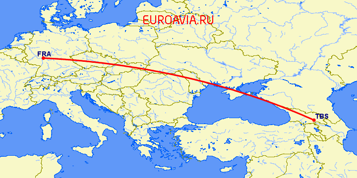 перелет Франкфурт на Майне — Тбилиси на карте