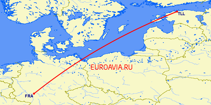 перелет Франкфурт на Майне — Таллин на карте