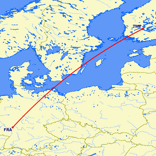 перелет Франкфурт на Майне — Тампере на карте