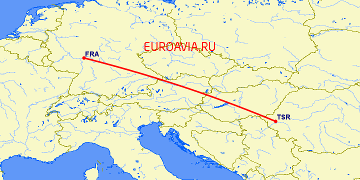 перелет Франкфурт на Майне — Тимишоара на карте