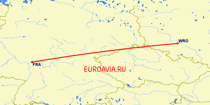 перелет Франкфурт на Майне — Вроцлав на карте