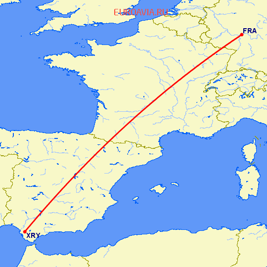 перелет Франкфурт на Майне — Херес де ла Фронтера  на карте