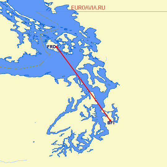перелет Фрайди Харбор — Сиэттл на карте