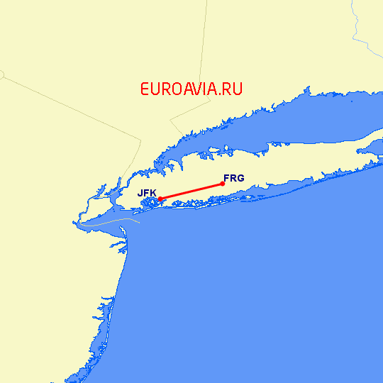 перелет Farmingdale — Нью Йорк на карте