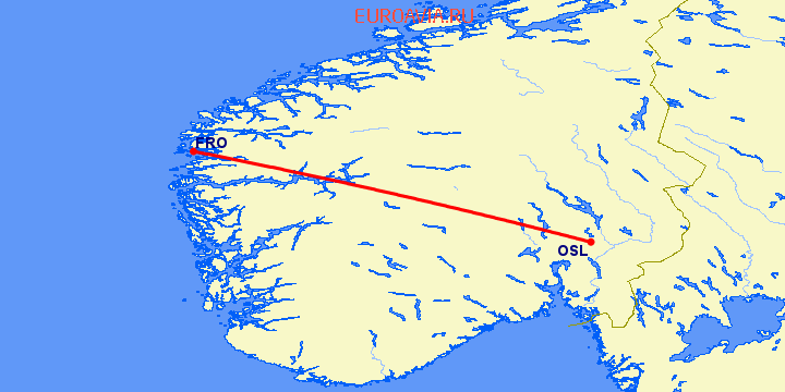 перелет Флоро — Осло на карте