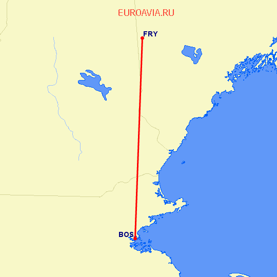 перелет Fryeburg — Бостон на карте