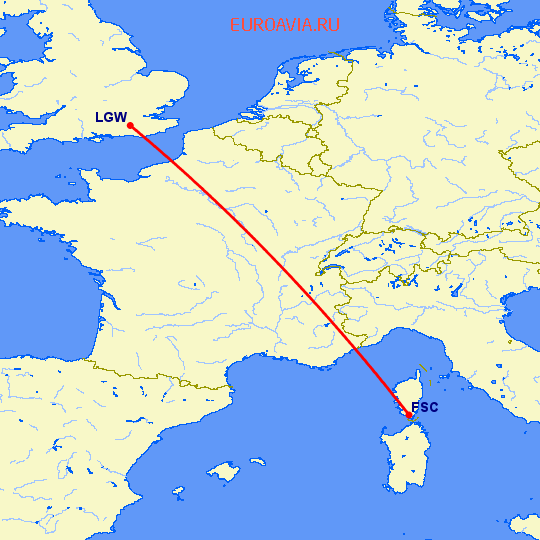 перелет Figari — Лондон на карте