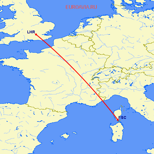 перелет Figari — Лондон на карте