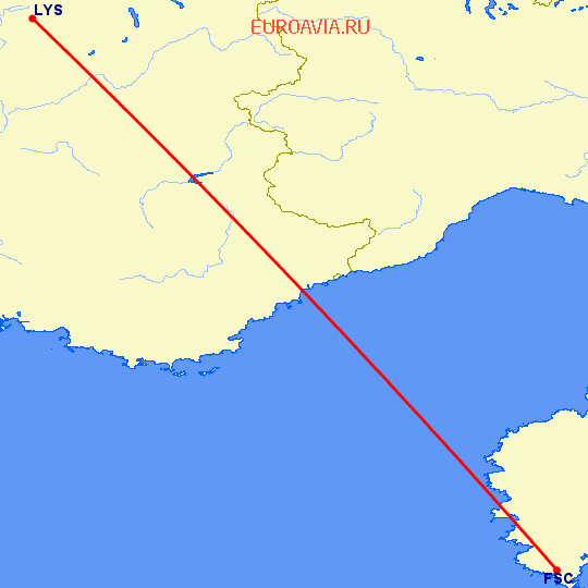 перелет Figari — Лион на карте