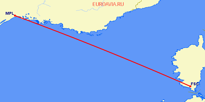перелет Figari — Монпелье на карте
