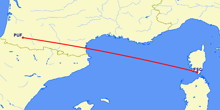 перелет Figari — По на карте