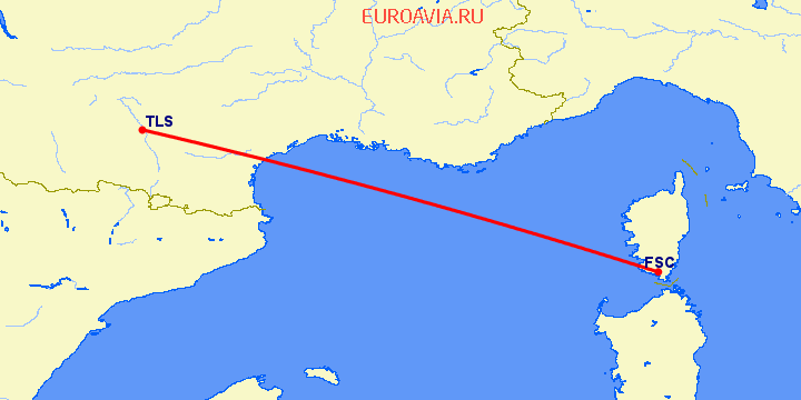 перелет Figari — Тулуза на карте