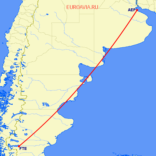 перелет Эль-Калафате — Буэнос Айрес на карте