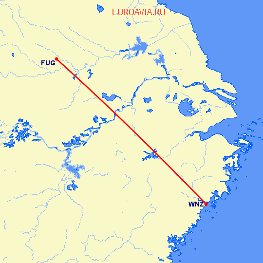перелет Фуан — Венчжоу на карте