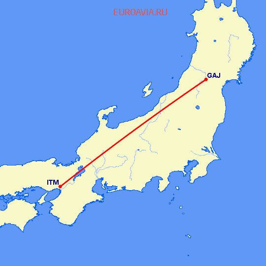 перелет Ямагата — Осака на карте