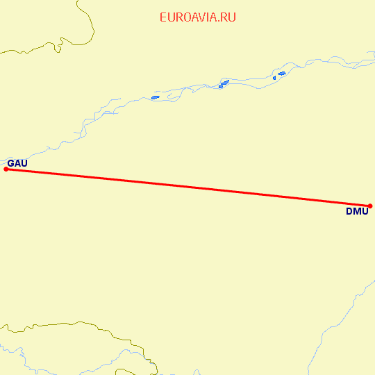 перелет Gawahati — Димапур на карте