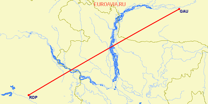 перелет Gawahati — Дургапур на карте