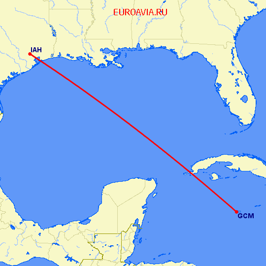 перелет Georgetown — Хьюстон на карте