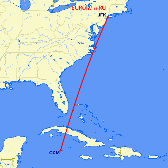 перелет Georgetown — Нью Йорк на карте