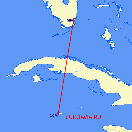 перелет Georgetown — Майами на карте