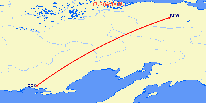 перелет Магадан — Кепервеем на карте