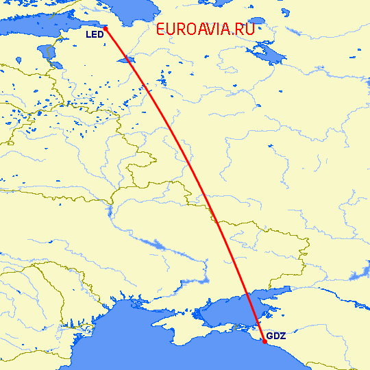перелет Геленджик — Санкт Петербург на карте