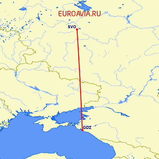 перелет Геленджик — Москва на карте