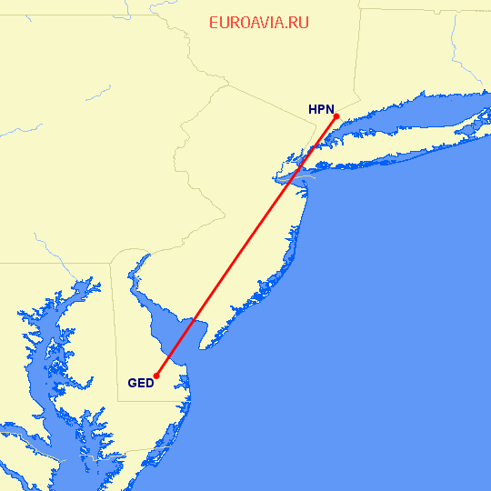 перелет Georgetown — White Plains на карте