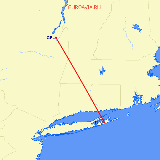 перелет Glens Falls — East Hampton на карте