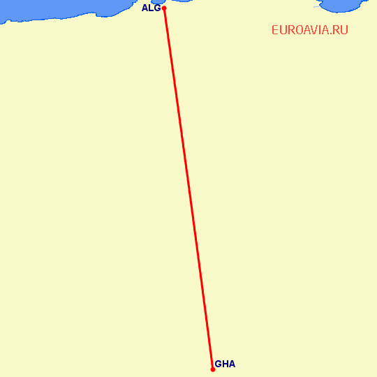 перелет Ghardaia — Алжир на карте