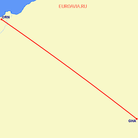 перелет Ghardaia — Оран на карте