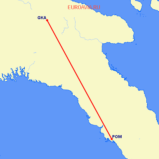 перелет Горока — Порт Морсби на карте