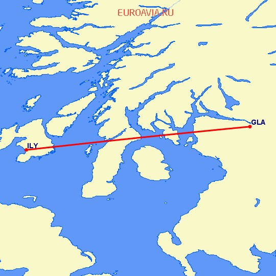 перелет Глазго — Islay на карте