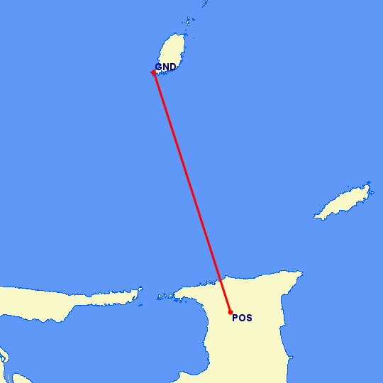 перелет St Georges — Port Of Spain на карте